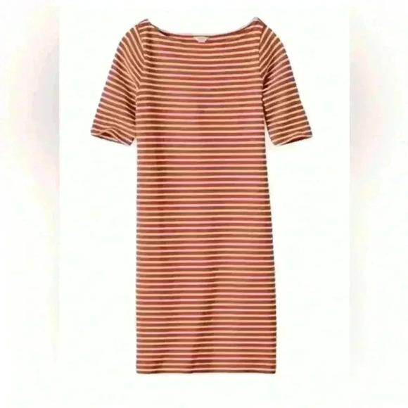 🔥 Fossil Addison burnt Orange Stripe knit Dress Size medium casual school summer - Picture 1 of 13